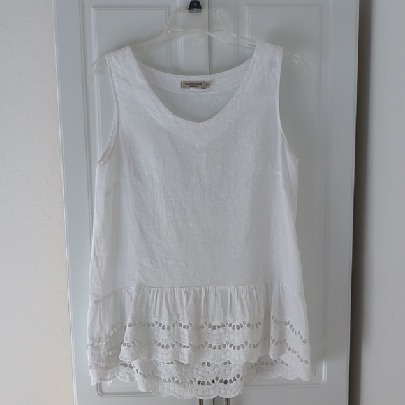 Valentina Naldi Tops - Valentina White Lace Hem Blouse